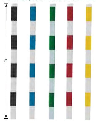 8 Ft Striped Yardage Pole, 5" Diame
