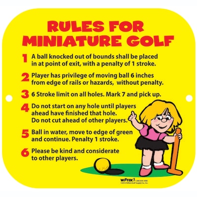 MINIATURE GOLF RULES SIGN