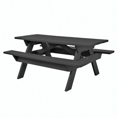 6' Rectangular Picnic Table Black